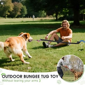 Bungee Tether Tug Outdoor Dog Toy With Stake，Tug Of War Dog Toy For Aggressive Chewers To Keep Them Busy，Outdoor Interactive Dog Toys for Large/Medium/Small Dogs，Can Be Used On Lawns，Trees and Doors