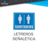 Letrero de Señalética “Sanitarios” 25x20 cm Vinil Sobre Estireno
