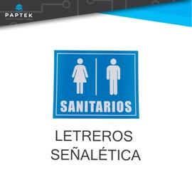 Letrero de Señalética “Sanitarios” 25x20 cm Vinil Sobre Estireno