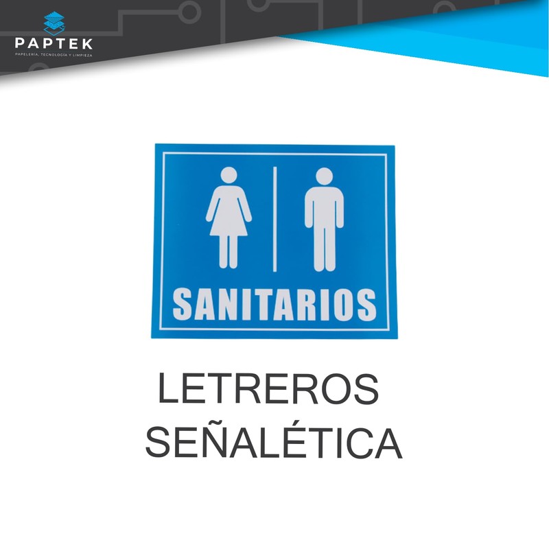 Letrero de Señalética “Sanitarios” 25x20 cm Vinil Sobre Estireno