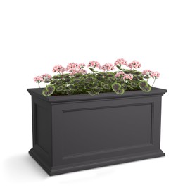 Mayne Fairfield 20in x 36in Rectangle Planter - Graphite Grey - Durable Self Watering Resin Planter (5826-GRG)