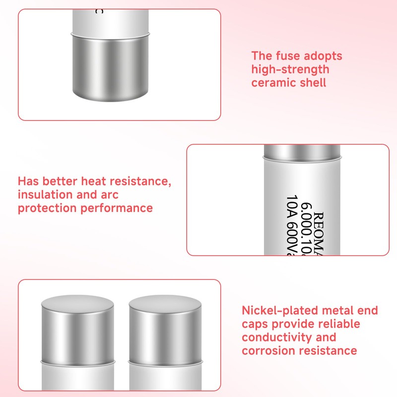 Cutetool (5PCS) HV610 10A 600V AC/DC Ceramic Fuse 6.35x32mm for