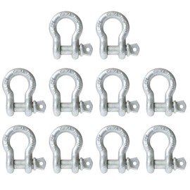 US Cargo Control 3/16 Inch Galvanized Screw Pin Anchor Shackles in a 10 Pack – Each with a 0.35 Ton Capacity