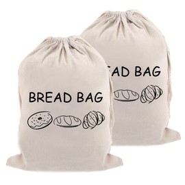 MAOSGO Bread Bags, 2 Pack Large Linen Bread Bag Reusable Bread Storage Container for Homemade Bread Sourdough, Fresh Keeping & Reusable Pastries Loaves Bags for homemade bread gift giving