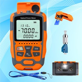 Xunsomten - Fiber Optic Tester 4 in 1 Portable Optical Fiber Power Meter FC/SC/ST Universal Interface Fiber Tester 10 km Visual Fault Locator, OPM & VFL Tester, LED Lighting & RJ45 Tester