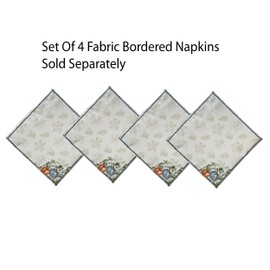 Newbridge Thanksgiving Pumpkin Vines Stonewashed Bordered Fabric Napkins, Set of 4 Napkins, Fall Season Multi-Colored Pumpkin Cottage Harvest Soil Resistant Holiday Party Napkins