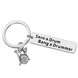 Xiahuyu Drummer Gift Drummer Keychain Save A Drum Bang A Drummer Keychain Percussionist Gift Drum Player Band Gifts Musical Instrument Keychain for Drummers Percussionist