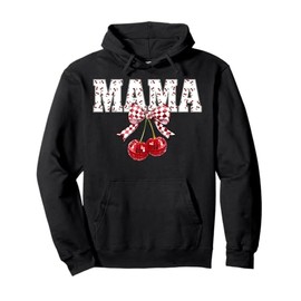 Pink Coquette Bow Cherry Birthday Cute Women Mothers Day Pullover Hoodie