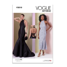 Vogue V2010U5 Misses' Close-Fitting Dress Sewing Pattern Packet, Design Code V2010 Sizes 16-18-20-22-24 Multicolor