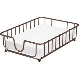 Guest Towel Holder Tray for Bathroom, Bathroom Napkin Holder, GMFINE Disposable Paper Hand Towel Holder for Bathroom, Bronze, 9.4" x 5.5" x 2.2" Inside Size