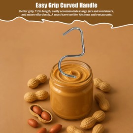 Peanut Butter Stirrer Mixer Tool for Smooth Blending of Peanut Butter, Almond Butter and Other Mixed Nut Butters, Jams, Honey, Includes a Scraper, Suitable for Home and Restaurant Use