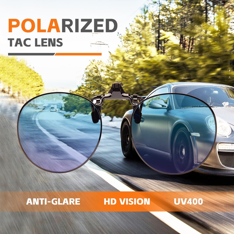 JO Polarized Clip-On Sunglasses UV400 Anti-Glare Lenses with Metal Frame
