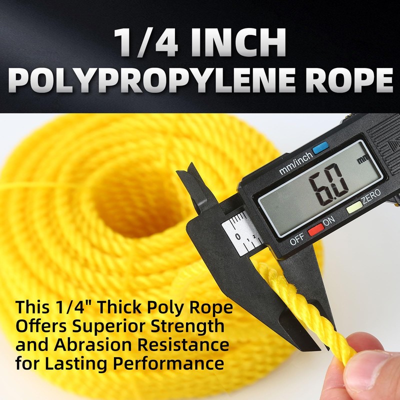 Polypropylene Rope - Bright Yellow, 1/4" x 100ft - All-Purpose