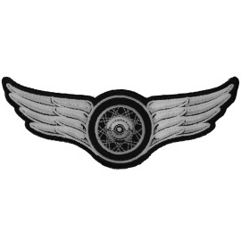 Ivamis Winged Wheel Small Iron on Biker Patch- 5x2 inch - P3845