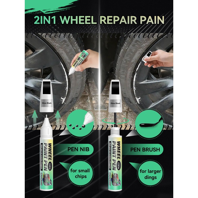 Cardiality Gloss Black Rim Touch Up Paint for Honda,Wheel Scratch