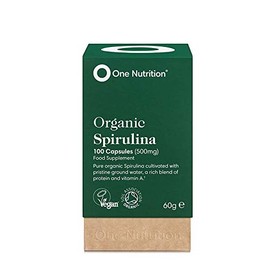 One Nutrition Pure Organic Spirulina Powder – Superfood - High in Protein & Vitamin A – Immune Support – Vegan Friendly – 100 Capsules