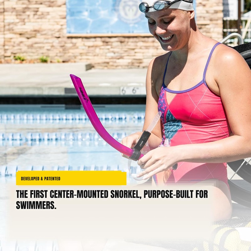 FINIS Original Swimmer’s Snorkel, Center-Mount Design, Adult, Pink