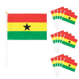 50Pcs Ghana Hand Flag Ghanaian Hand Waving Flag Celebration Parade Supplies Match Cheering Waving Flags Garden Party Decorations Sports Events Barbecue Parties Fans Cheer (14x21cm)