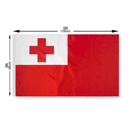 AIMALL 90 X 150CM Tongan Flag Large Puleʻanga Fakatuʻi ʻO Tonga Flag with Brass Grommets 3x5 Feet