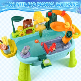 DFDKDJDU 2026 Upgraded Water Table for Toddlers 1-3, Water Table for Kids Ages 4-8 with Pump, Play Sink with Running Water, Kitchen Sink for Toddlers, Fishing Game and Outside Sensory Toys