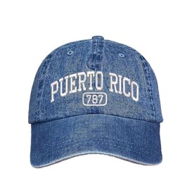 Puerto Rico 787 Embroidered Baseball Cap (US, Alpha, One Size, Light Denim)
