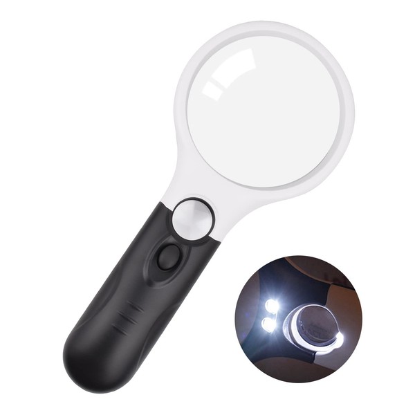 SAYEEC - Lupa con luz, 3 lupas grandes de mano
