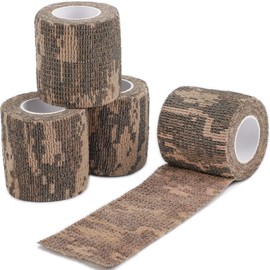 DROK 4 Roll Cloth Camo Tape, 1.97in x 14.76ft Heavy Duty Reusable ACU Tactical Camouflage Wrap Tape for Outdoor Bat Stick Hockey Scope Bicycle Assorted Accessories, 4.92Yard Sport Athletic Tape