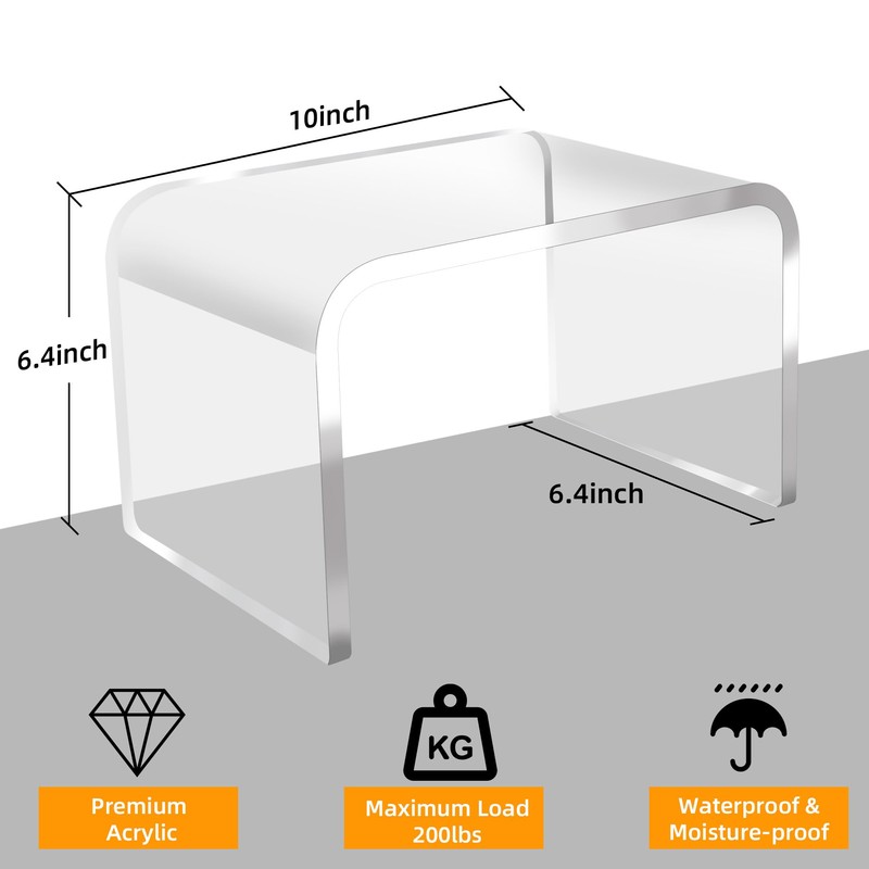 Jusalpha Heavy Duty Acrylic Shower Stool, Clear Acrylic Stands for