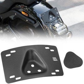 KEMIMOTO Motorcycle Curved Laydown License Plate Bracket for 3 Hole Mount Motorcycle Models with Rubber Gasket License Plate Frame Holder Mount for Softail Dyna Cruiser Low Rider and More