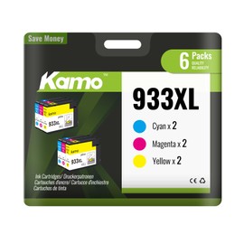 kamo 933 XL Printer Cartridges Compatible with HP 933 933XL Cartridges Multipack (2 x Cyan, 2 x Yellow, 2 x Magenta, 6 Pack) for OfficeJet 6100 6600 6700 7110 7510 7610 7612