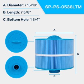 SpiroPure Replacement for Bullfrog 10-2870 Pleatco PBF36 PBF36-M Unicel 8CH-951 8CH-951AM Filbur FC-9949 Blue Media Hot Tub Spa Pool Replacement Cartridge (Long Thread)