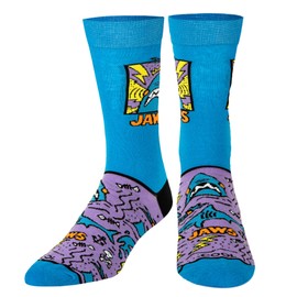 Odd Sox, Movies, Jaws Killer Shark, novedosos calcetines de tripulación, Cool Crazy 80s, Mandíbulas Doodle, Large