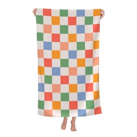 VOOHDDY - Toalla de playa retro clásico de los años 60 y 70 de microfibra suave absorbente, de secado rápido, toallas de baño grandes para baño, mujeres, niñas, piscina, camping, viajes, natación,