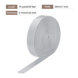 sourcing map Nylon Webbing Strap Flat 1 Inch 10 Yards Silver Grey for DIY Repair, Backpack, Luggage-rack, Crafts