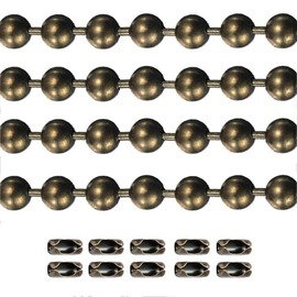 Bronze 60"Extra Long Rust Proof Ceiling Fan Pull Chain 3MM Beaded Ball Light Pulls Extension Ornament Chains with 20 Connectors