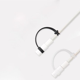 2pcs Silicone Cable Converter Holder Strap Tether,Anti Lost Cover Protections Sleeve Case for Various Charging Adapters Cable Adapter,Cable Straps Cord Management (Black)