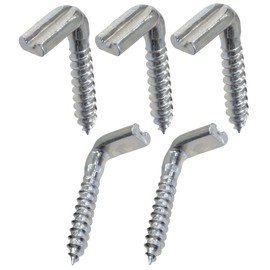 AERZETIX - C62078 - Set of 5 - Screw Hooks Type L for Wood Ø4.4x30mm - Steel - Wood Screw with Thread - with Slot for Screwing in - with Wood Thread