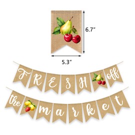 Fresh Off The Market Bridal Shower Banner Farmer's Floral Bachelorette Party Supplies Fruits Burlap Garland