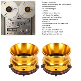1 Pair Nab Hub Adapters, 10 Inch Aluminum Alloy Nab Hub Adapter Reel to Reel Opener Nab Reel Hub Adaptors for ReVox for Akai for Teac (Gold)