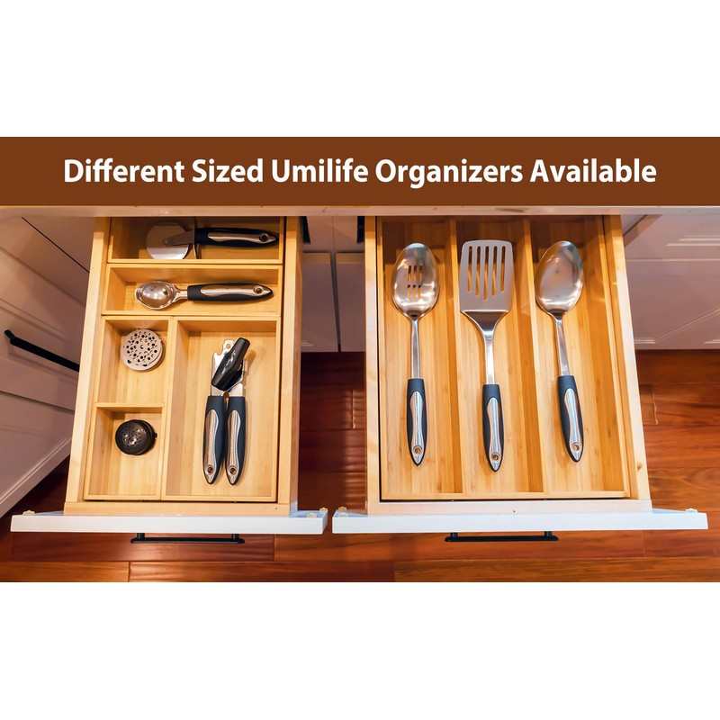 Umilife Drawer Organizer Storage Boxes, 2.5" High Bamboo Drawer Dividers,