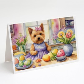 Caroline's Treasures DAC6861GCA7P Decorating Easter Norwich Terrier Greeting Cards Pack of 8 Blank Cards with Envelopes Whimsical A7 Size 5x7 Blank Note Cards