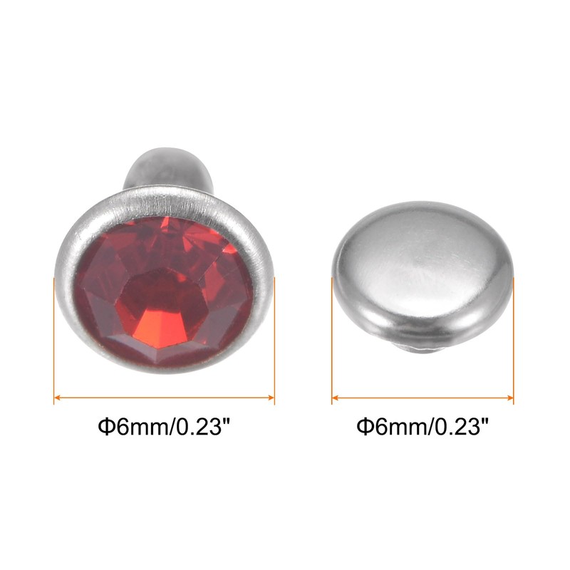 sourcing map 100pcs Crystal Rivets 6mm Rhinestone Rivets Rapid Stud