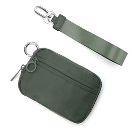 Didida The Iris Wallet Zip Card Case with Keychain Wristlet ID Window Purses for Women Wrist Lanyard, Olive Green