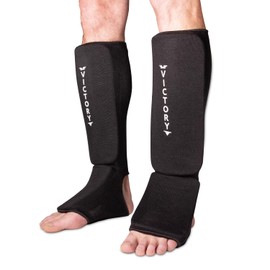 Victory Martial Arts Cloth Shin & Instep Padded Guards - Kickboxing, Muay Thai Sparring Protective Leg Shin Foam for Kids and Adults (Pair) (X-Large)