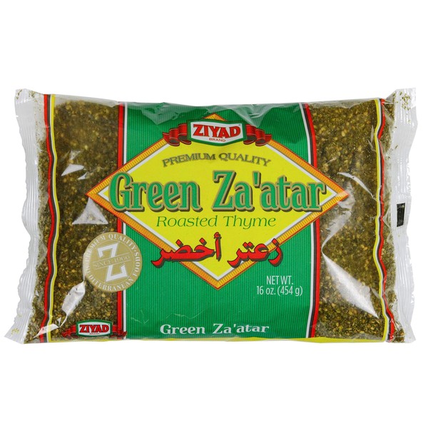 Ziyad Premium Green Za'atar Spice Blend, 100% All-Natural Flavorful Spices, No Additives, No Preservatives, No Salt, No MSG, 16 oz
