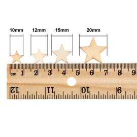 400 Pieces Mini Wooden Stars Discs Mixed Size Wooden Stars Embellishments Wooden Star Shape Tags for Christmas Wedding Party DIY Craft Table Scatter Decoration