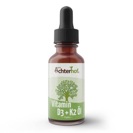 Achterhof Vitamin D3 K2 Drops 50 ml | 1400 Daily Doses, 1000 IU | Highly Concentrated | Vitamins Dissolved in Natural MCT Oil | No Artificial Additives | Pipette Bottle for Easy Dosage