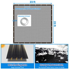 Riare 23ft Round Swimming Pool Net Screen, Fine Mesh Leaf Cover, Sunshade with Reinforcement Edge for Inground and Above Ground Pools