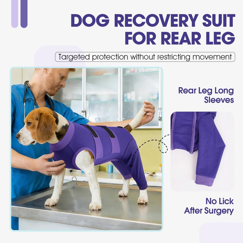 QBLEEV Dog Surgery Recovery Suit for Rear Legs, Long Back