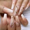 Coffin Press on Nails Long False Nails with Marble &